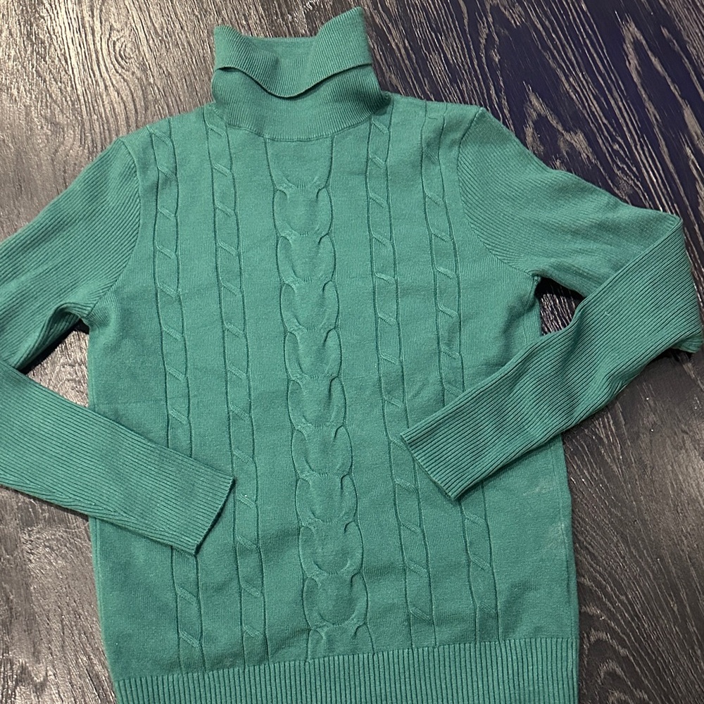 Leani Elegant Kelly green Turtleneck Sweater
